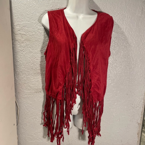 love.udear Jackets & Blazers - Red Fringe Sleeveless Vest